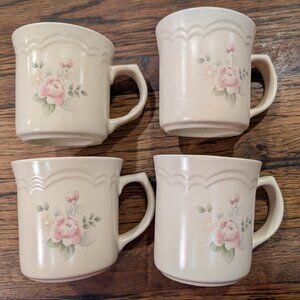 Set of 4 Pfaltzgraff Tea Rose Mugs/Coffee Cups